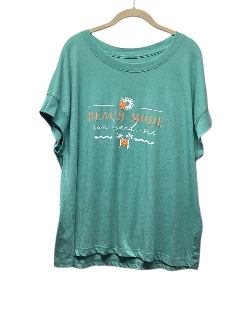 Southern Bliss Beach Mode Sun Sand Sea Graphic crewneck tee turquoise  Large